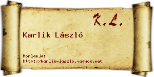 Karlik László névjegykártya